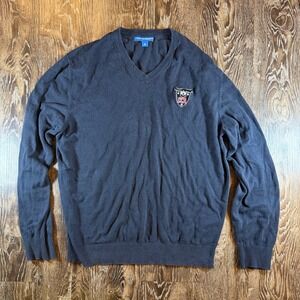 Port Authority Mens V-Neck Sweater Navy Blue CCA Crest Patch Pullover Size M